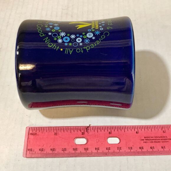 Cobalt Blue Ceramic Waffle House Christmas Coffee Mug Cup 2017 Snowflakes Tuxton - Picture 8 of 9